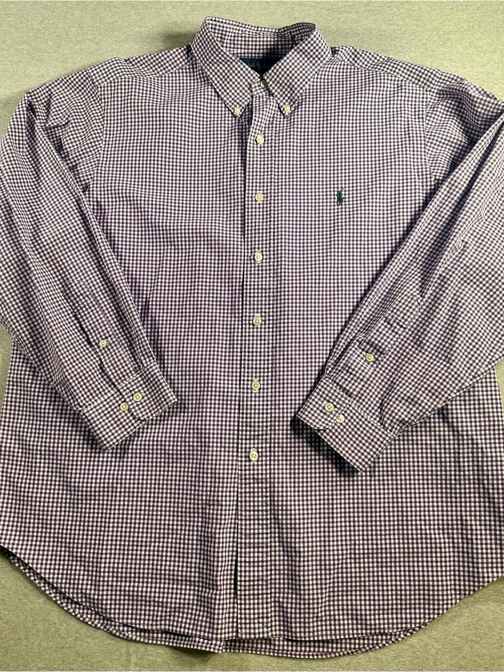 Ralph Lauren Polo Men's Purple Check Button-Down Shirt The Iconic Oxfords 17 1/2